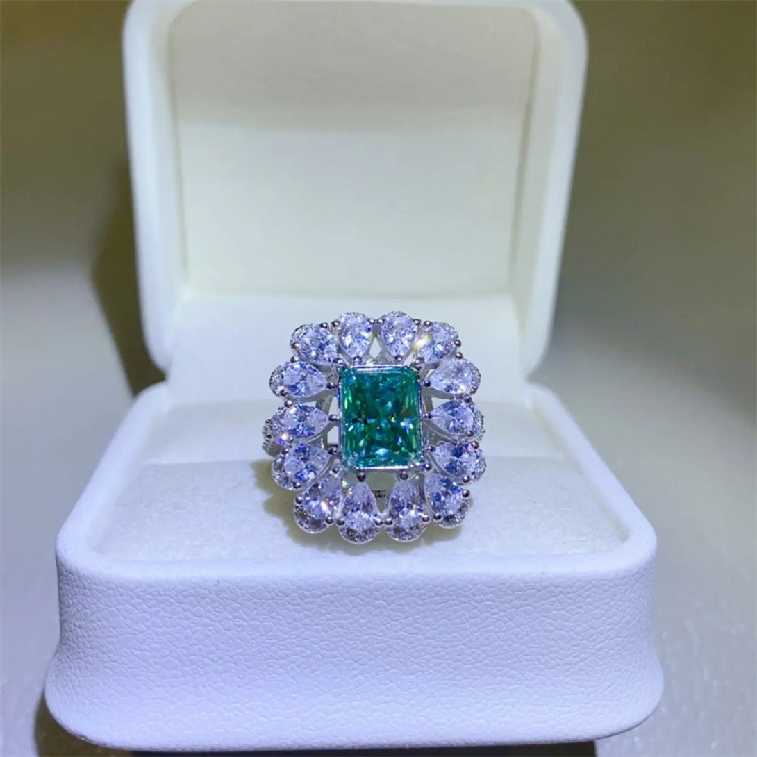 Lovcia 3 Carat Moissanite 925 Sterling Silver Ring-Rings-Teal-6-Teal