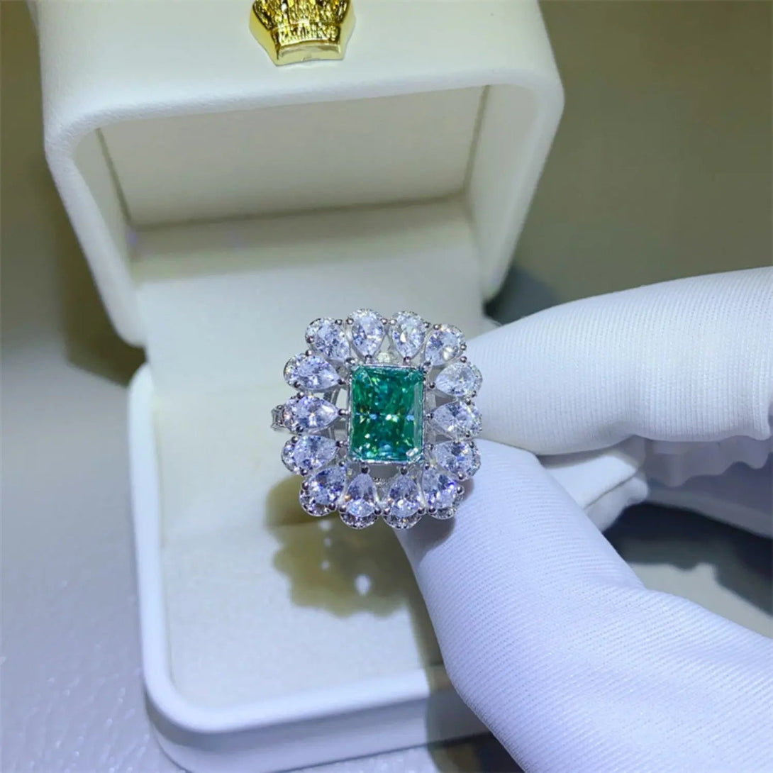 Lovcia 3 Carat Moissanite 925 Sterling Silver Ring-Rings-Teal-6-Teal