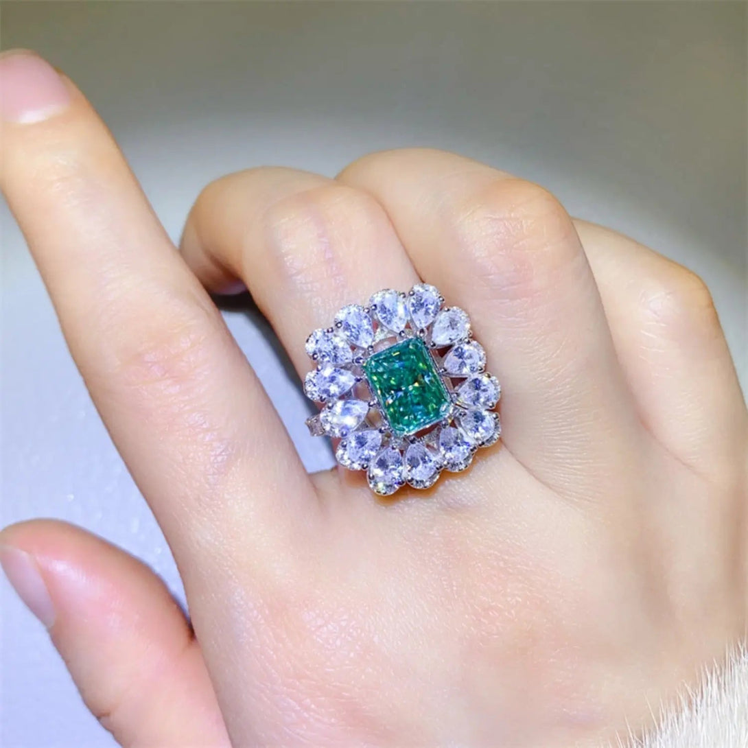 Lovcia 3 Carat Moissanite 925 Sterling Silver Ring-Rings-Teal-6-Teal