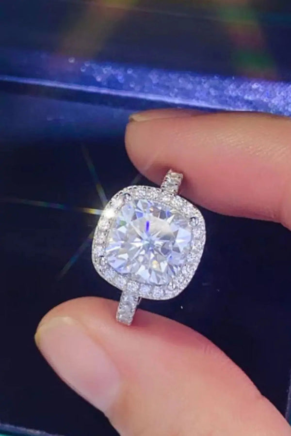 Lovcia 3 Carat Moissanite 925 Sterling Silver Square Ring-Rings-White-4.5-White