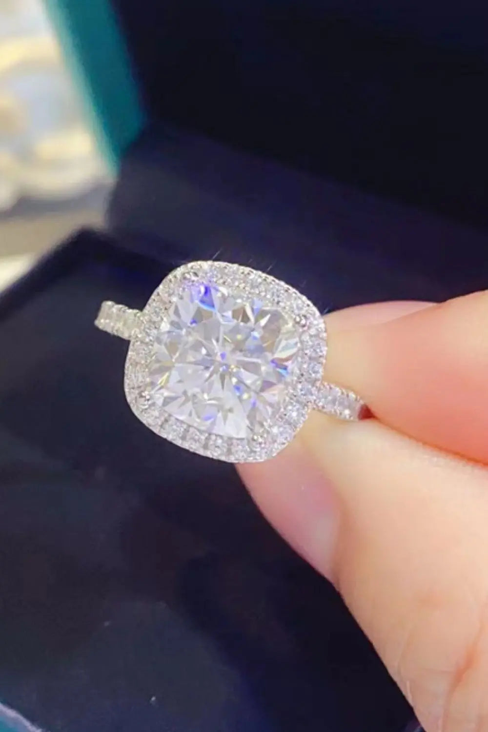 Lovcia 3 Carat Moissanite 925 Sterling Silver Square Ring-Rings-White-4.5-White