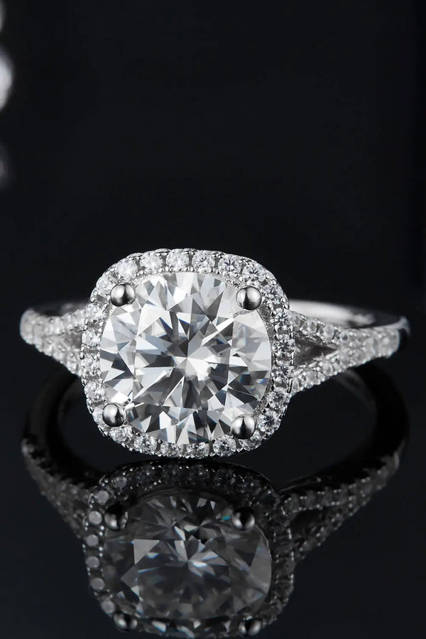 Lovcia 3 Carat Moissanite Halo Ring-Rings-Silver-4.5-Silver