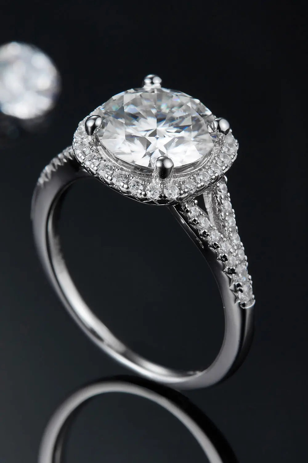 Lovcia 3 Carat Moissanite Halo Ring-Rings-Silver-4.5-Silver