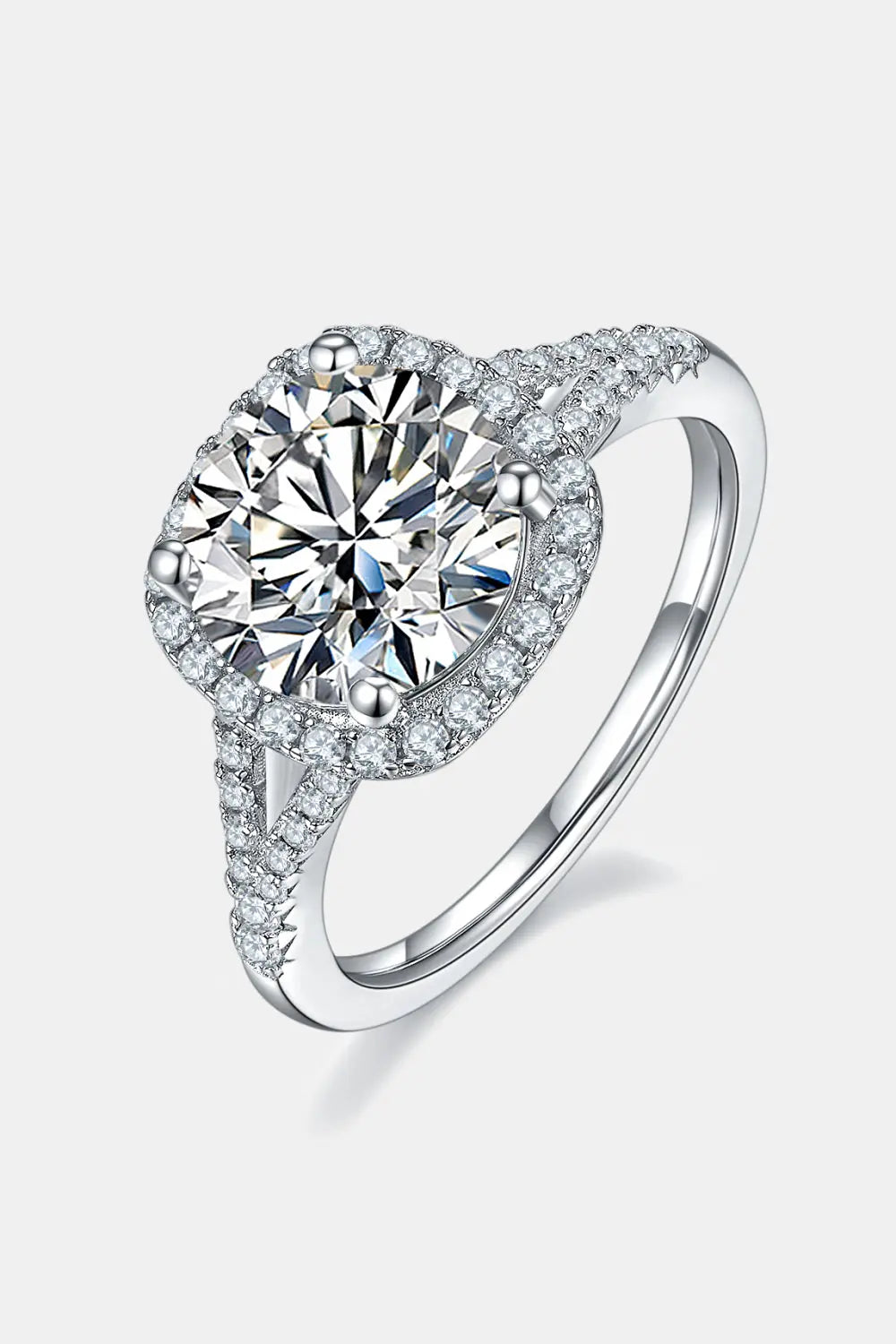 Lovcia 3 Carat Moissanite Halo Ring-Rings-Silver-4.5-Silver