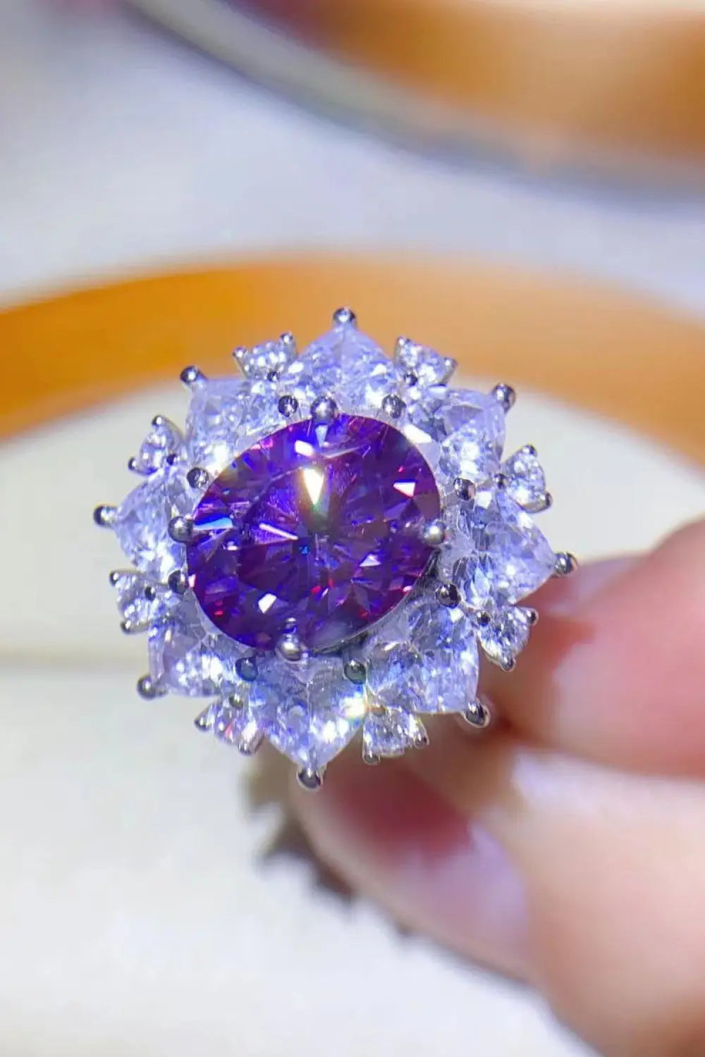 Lovcia 3 Carat Moissanite Platinum-Plated Ring-Rings-Purple-5-Purple