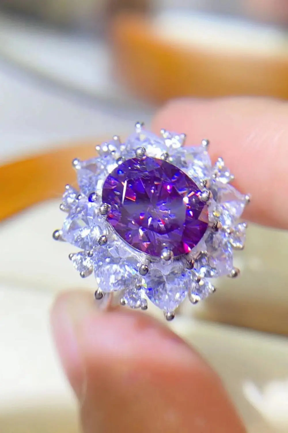 Lovcia 3 Carat Moissanite Platinum-Plated Ring-Rings-Purple-5-Purple