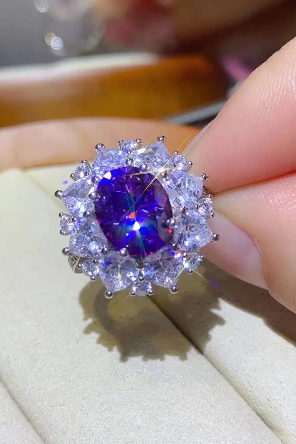 Lovcia 3 Carat Moissanite Platinum-Plated Ring-Rings-Purple-5-Purple