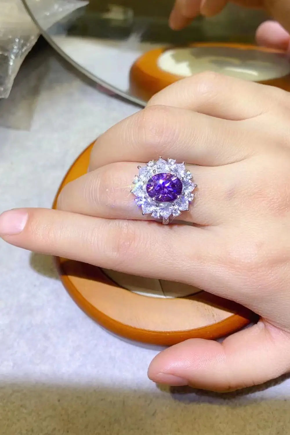 Lovcia 3 Carat Moissanite Platinum-Plated Ring-Rings-Purple-5-Purple