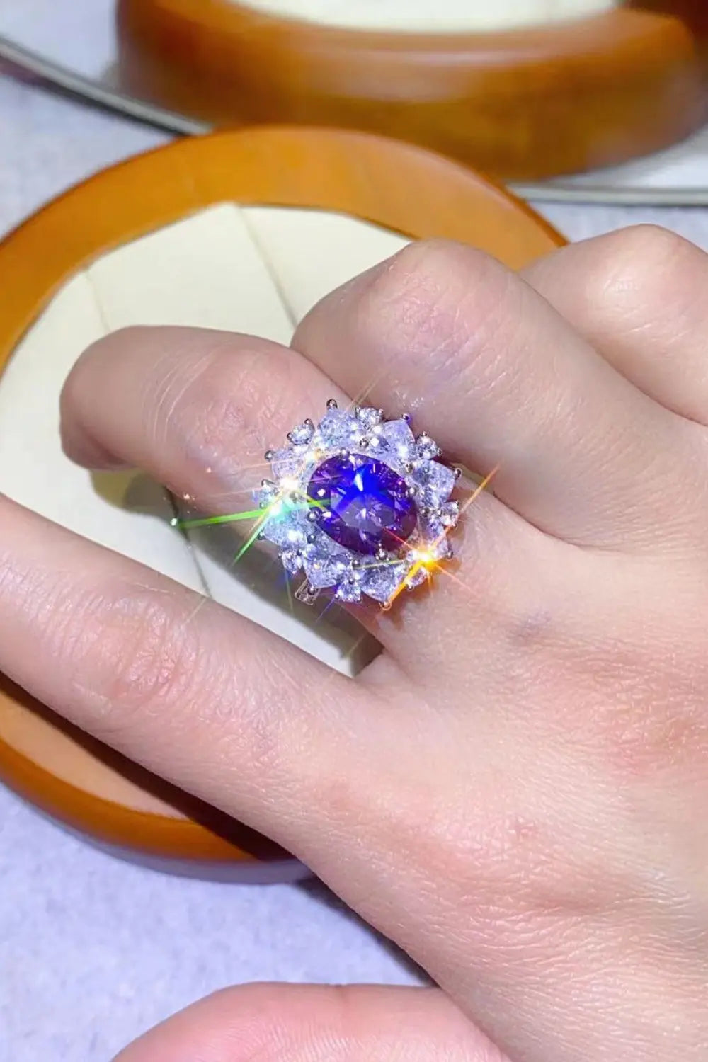 Lovcia 3 Carat Moissanite Platinum-Plated Ring-Rings-Purple-5-Purple