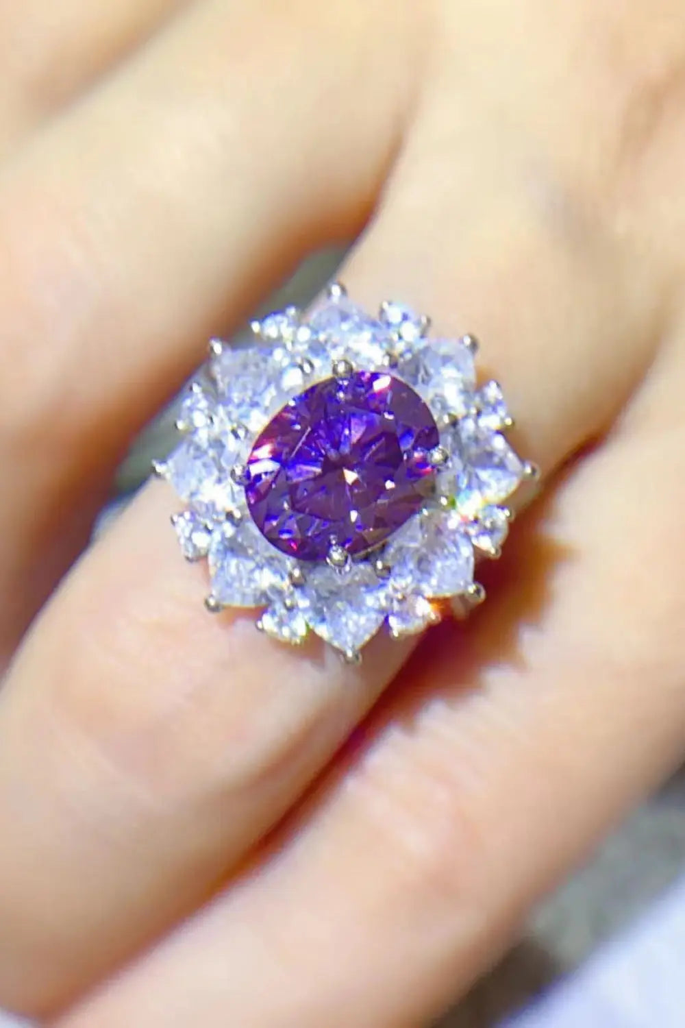 Lovcia 3 Carat Moissanite Platinum-Plated Ring-Rings-Purple-5-Purple