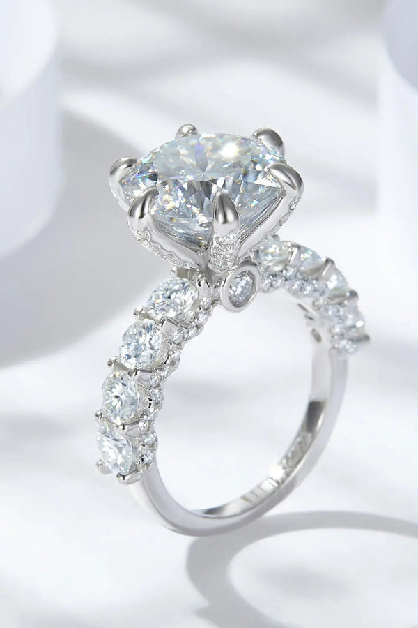 Lovcia 3-Carat Moissanite Platinum-Plated Side Stone Ring-Rings-Silver-5-Silver