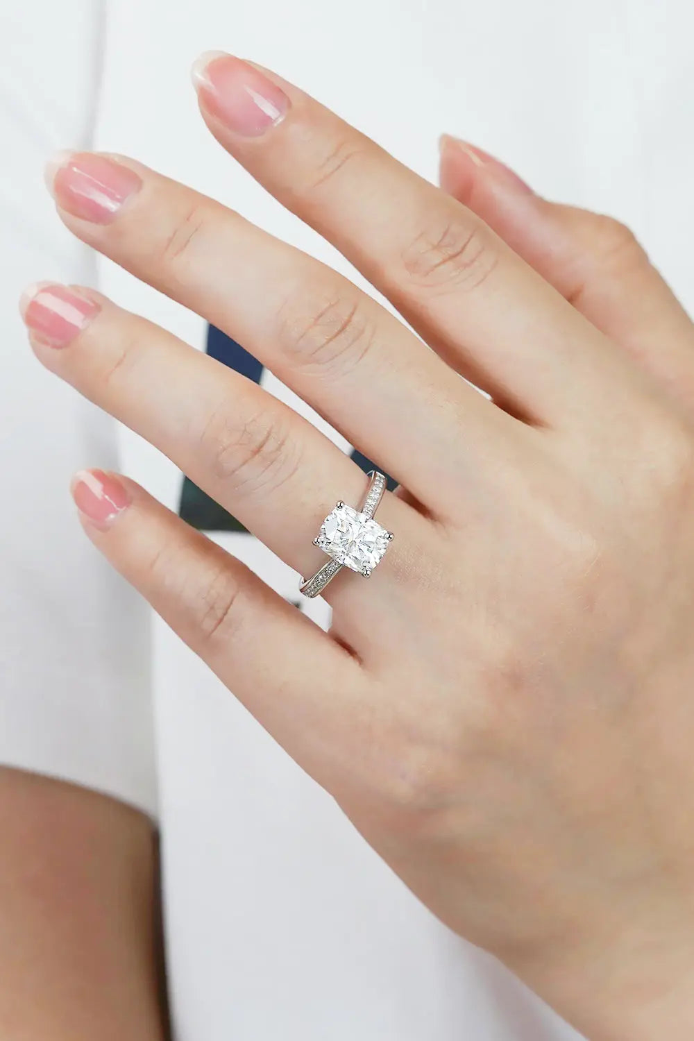 Lovcia 3 Carat Moissanite Platinum-Plated Side Stone Ring-Rings-Silver-5-Silver