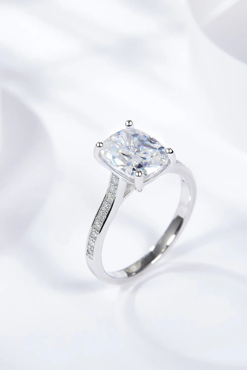 Lovcia 3 Carat Moissanite Platinum-Plated Side Stone Ring-Rings-Silver-5-Silver