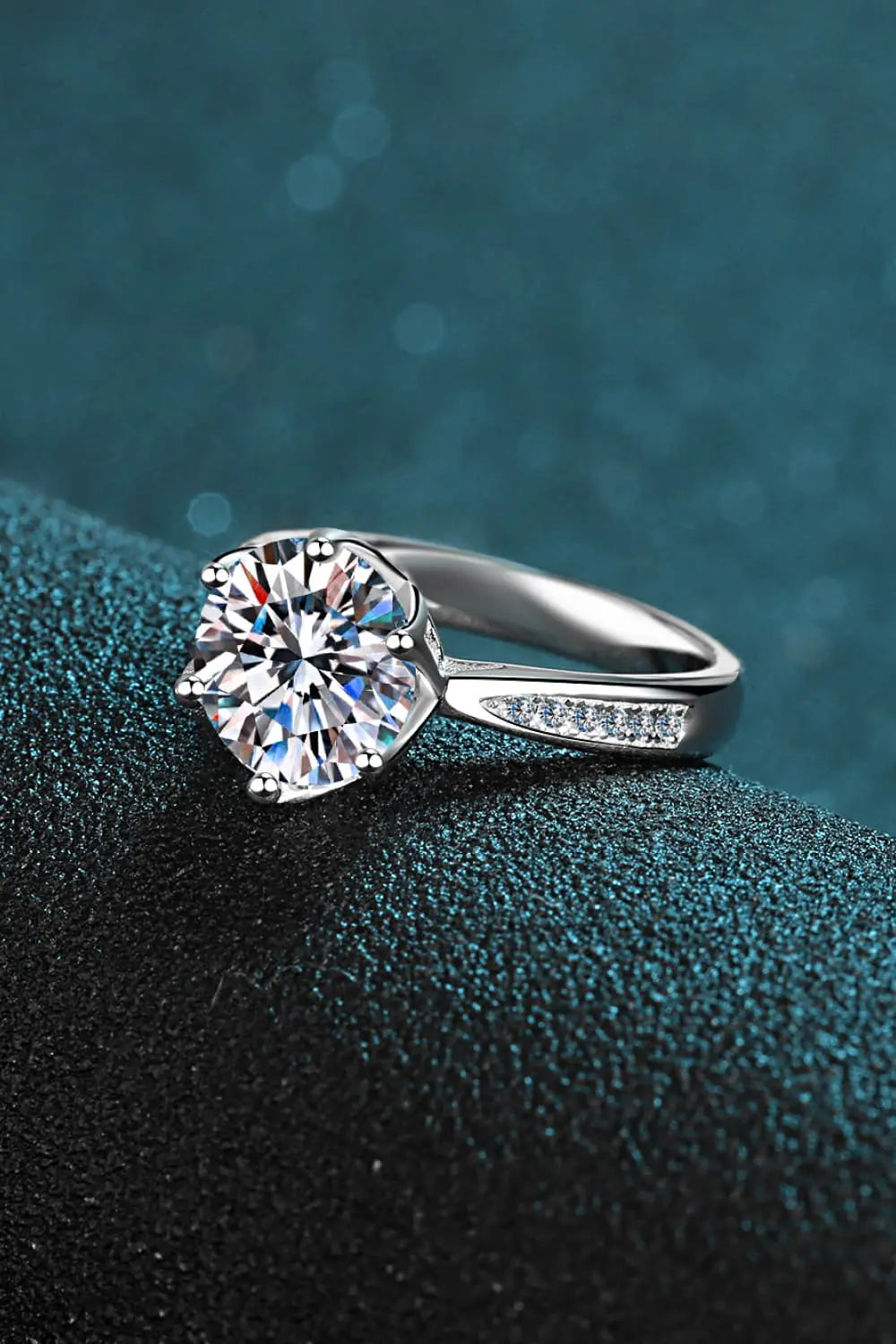 Lovcia 3 Carat Moissanite Rhodium-Plated Side Stone Ring-Rings-Silver-5-Silver