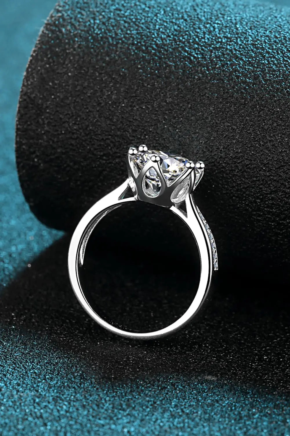 Lovcia 3 Carat Moissanite Rhodium-Plated Side Stone Ring-Rings-Silver-5-Silver