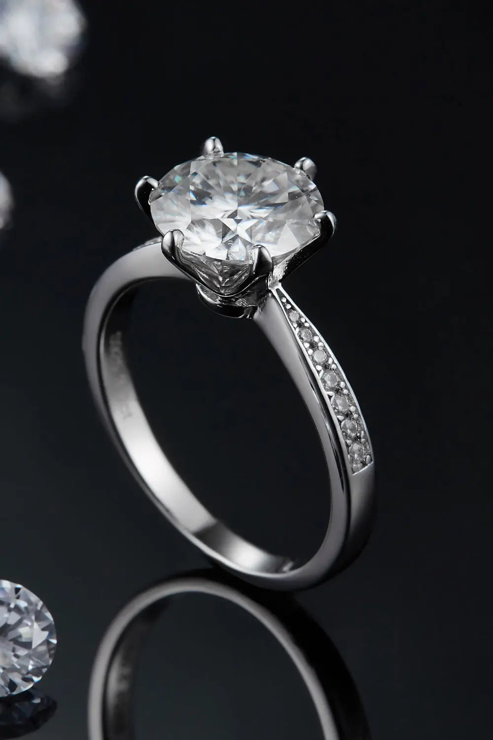 Lovcia 3 Carat Moissanite Side Stone Ring-Rings-Silver-4.5-Silver