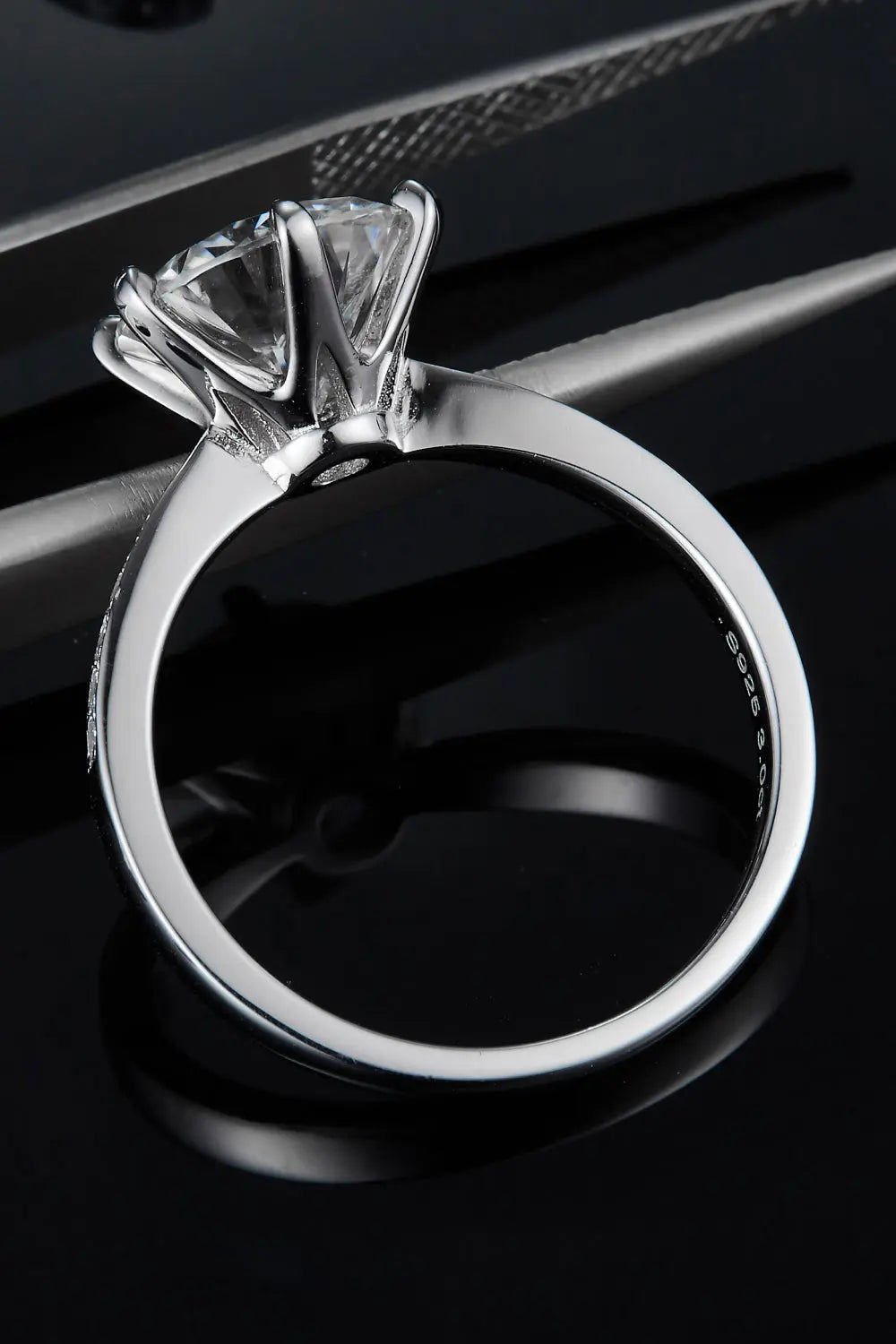 Lovcia 3 Carat Moissanite Side Stone Ring-Rings-Silver-4.5-Silver