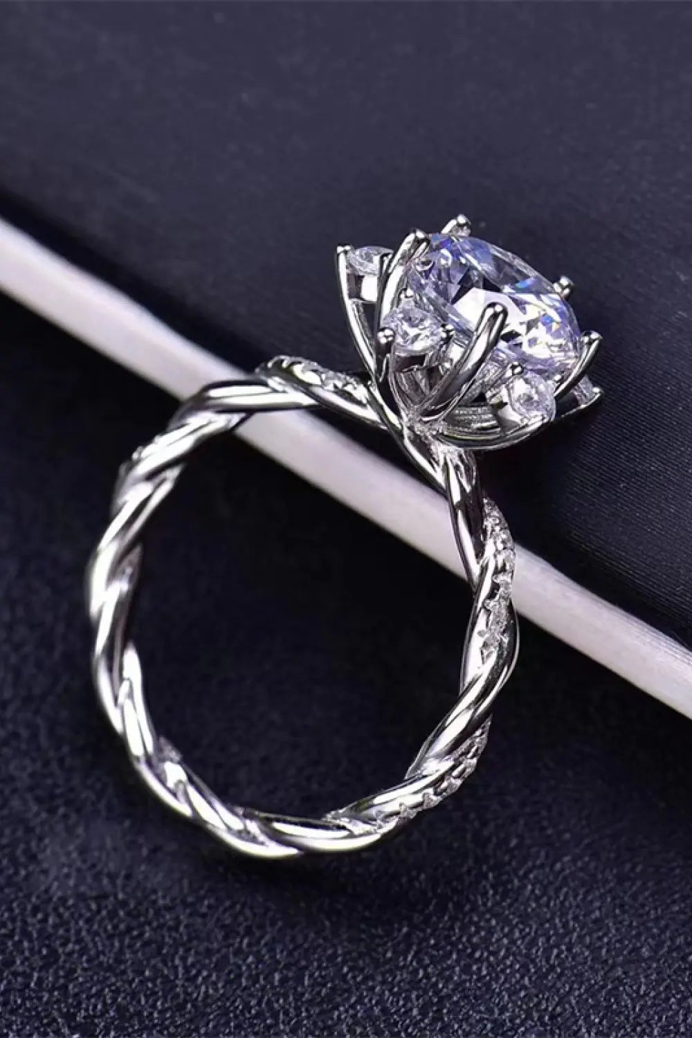 Lovcia 3 Carat Moissanite Twisted Ring-Rings-Silver-5-Silver