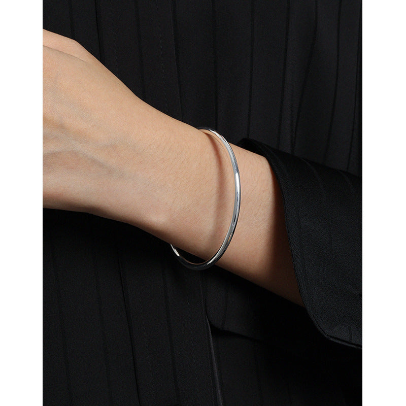 Lovcia 3.2mm Sterling Silver Bangle No Plating Solid 925-Bracelets-No Plating-60mm-No Plating