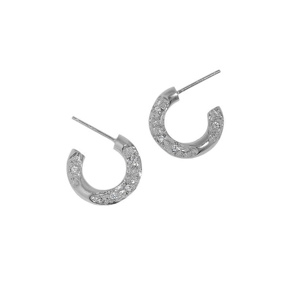 Lovcia 3.3mm CZ C Shape Gold Hoop Earrings 925 Silver-Earrings-Yellow Gold-