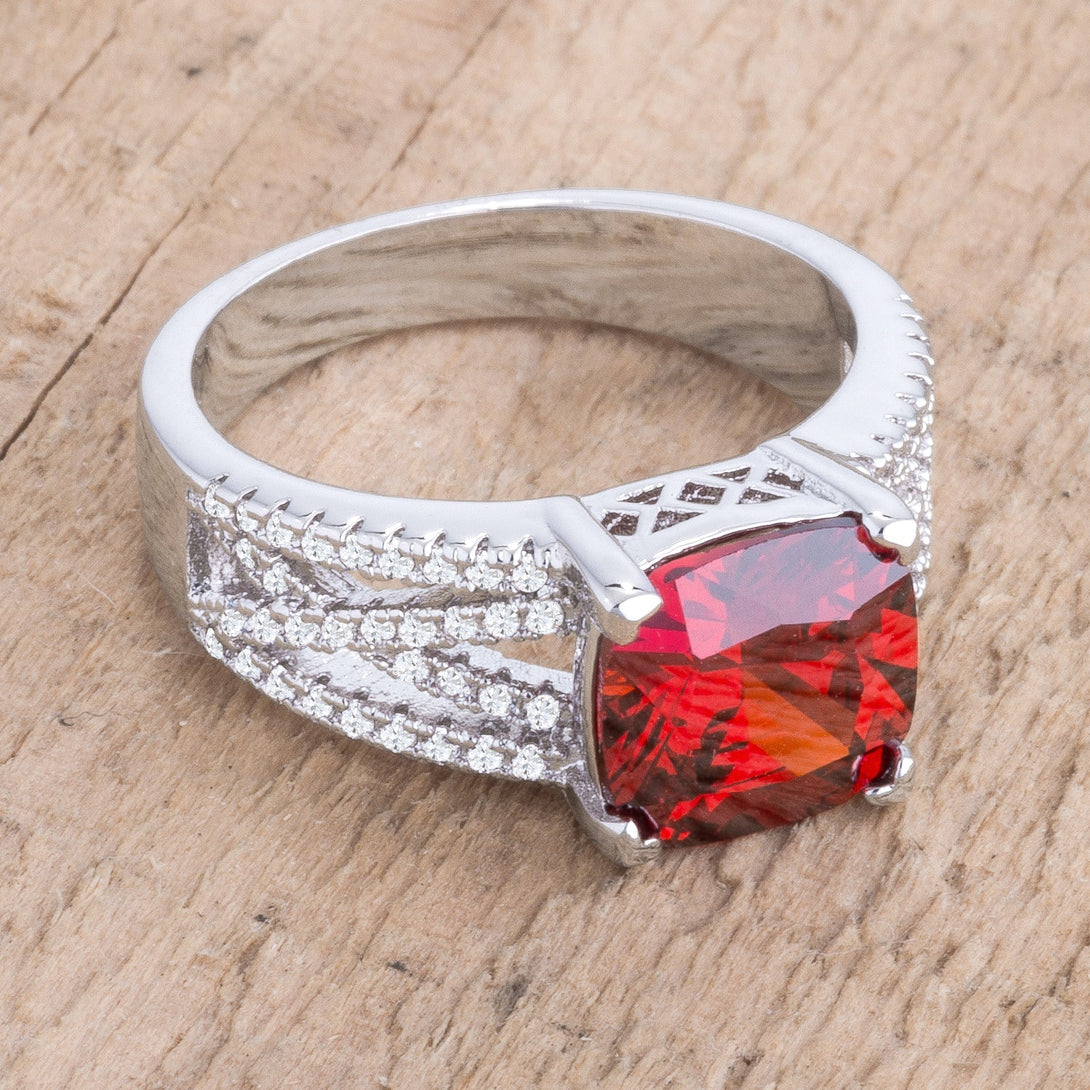 Lovcia 3Ct Rhodium Plated Garnet CZ Criss-Cross Engagement Ring-Rings-5-5