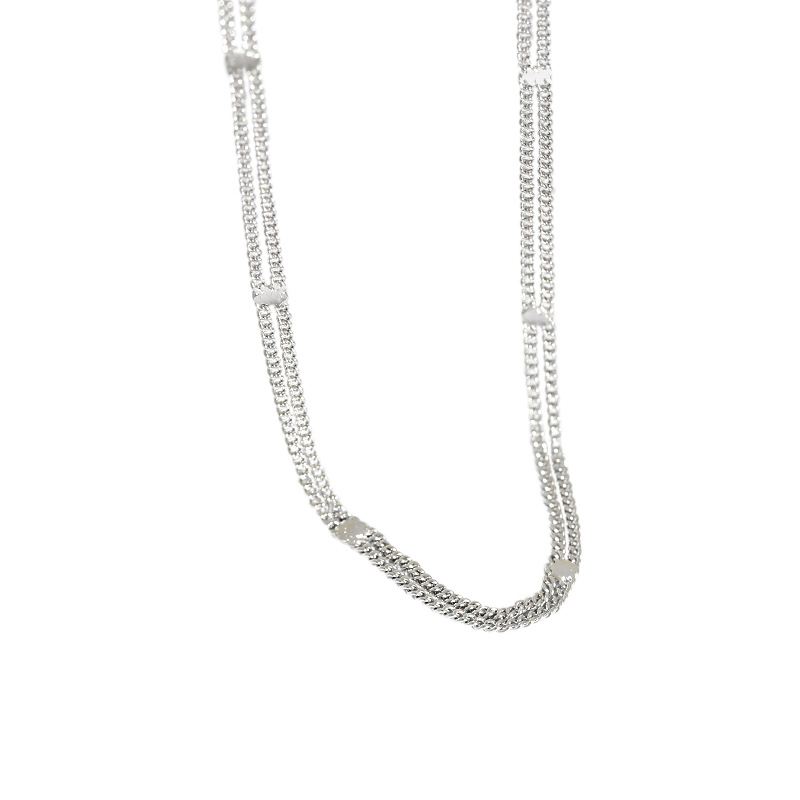 Lovcia 3mm Gold Plated 925 Silver Double Layer Choker-Necklaces-Yellow Gold-