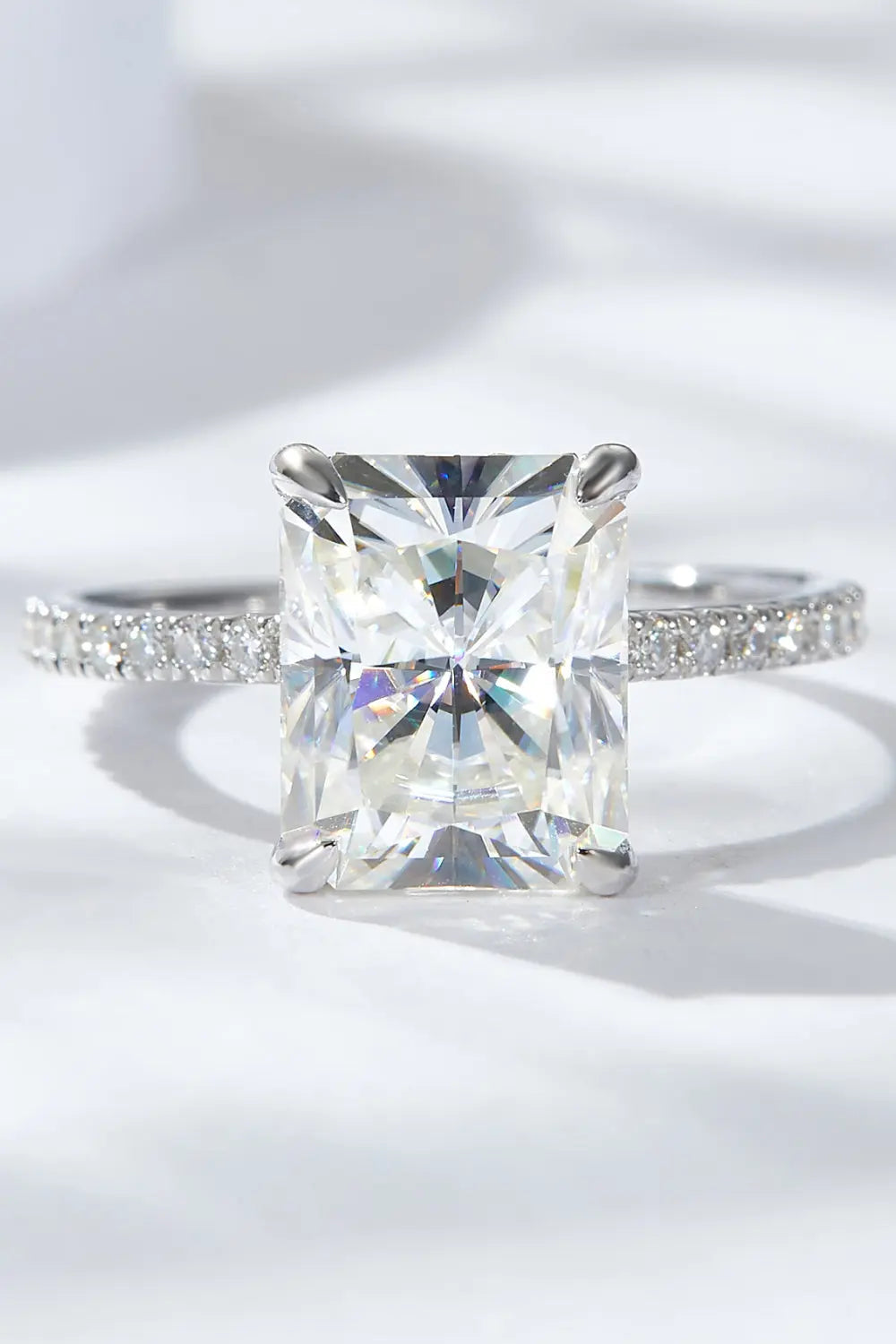 Lovcia 4 Carat Moissanite 4-Prong Side Stone Ring-Rings-Silver-6-Silver