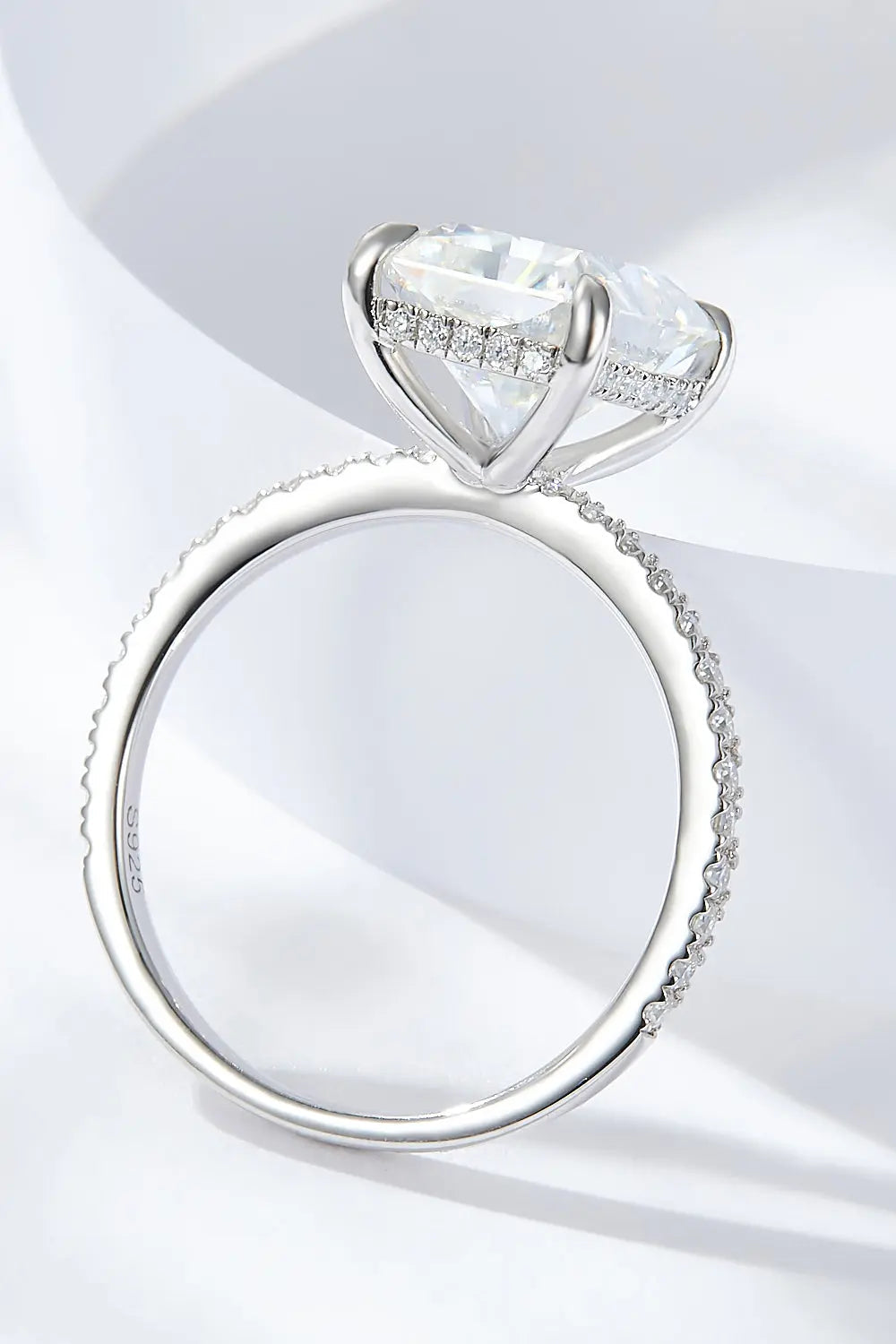 Lovcia 4 Carat Moissanite 4-Prong Side Stone Ring-Rings-Silver-6-Silver