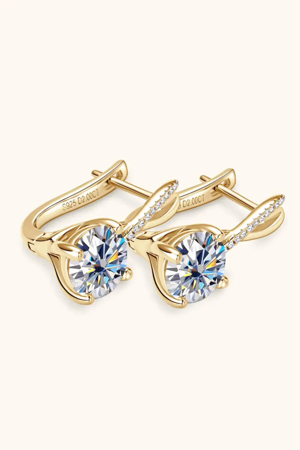 Lovcia 4 Carat Moissanite 925 Sterling Silver Earrings-Earrings-Gold-One Size-Gold