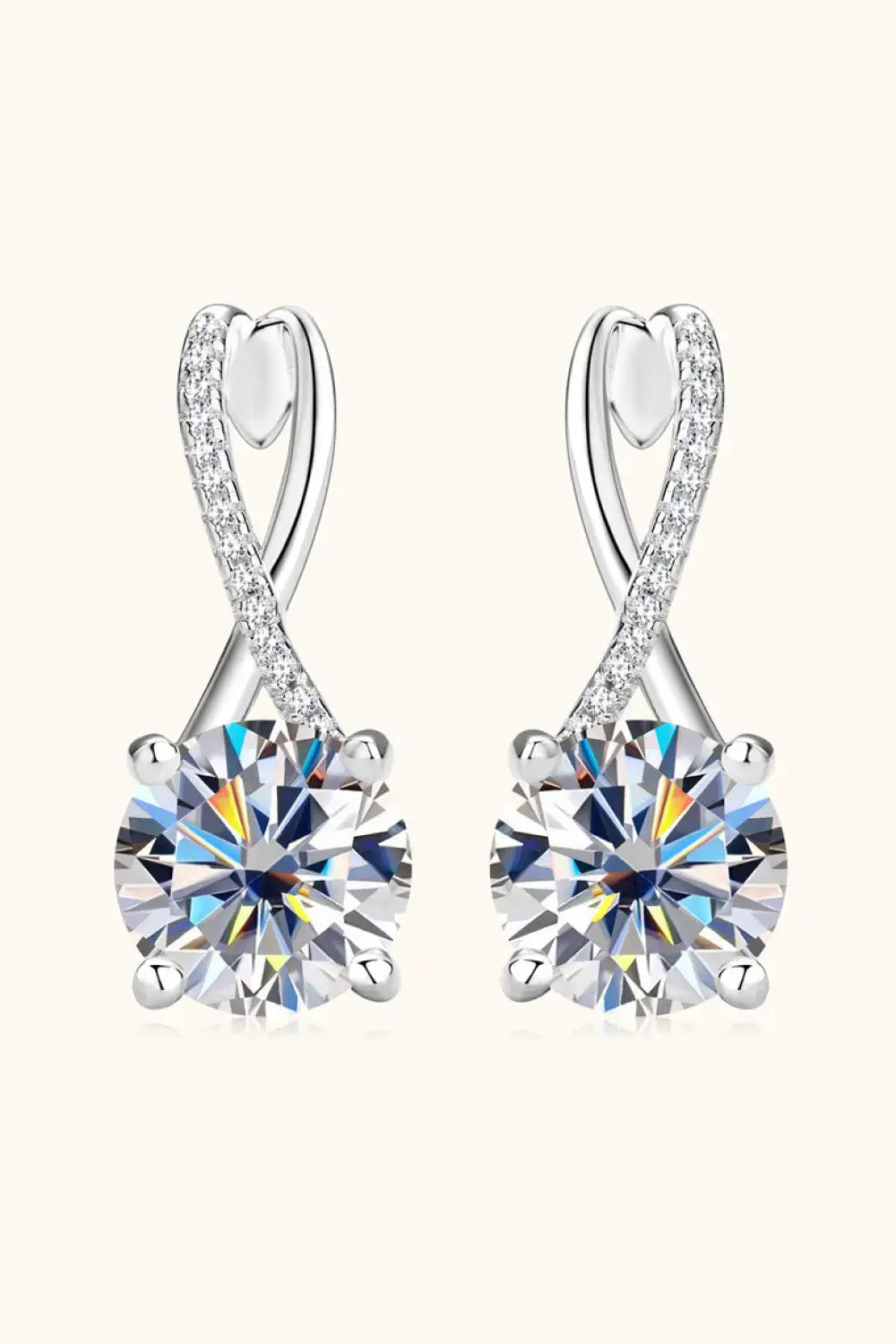 Lovcia 4 Carat Moissanite 925 Sterling Silver Earrings-Earrings-Gold-One Size-Gold