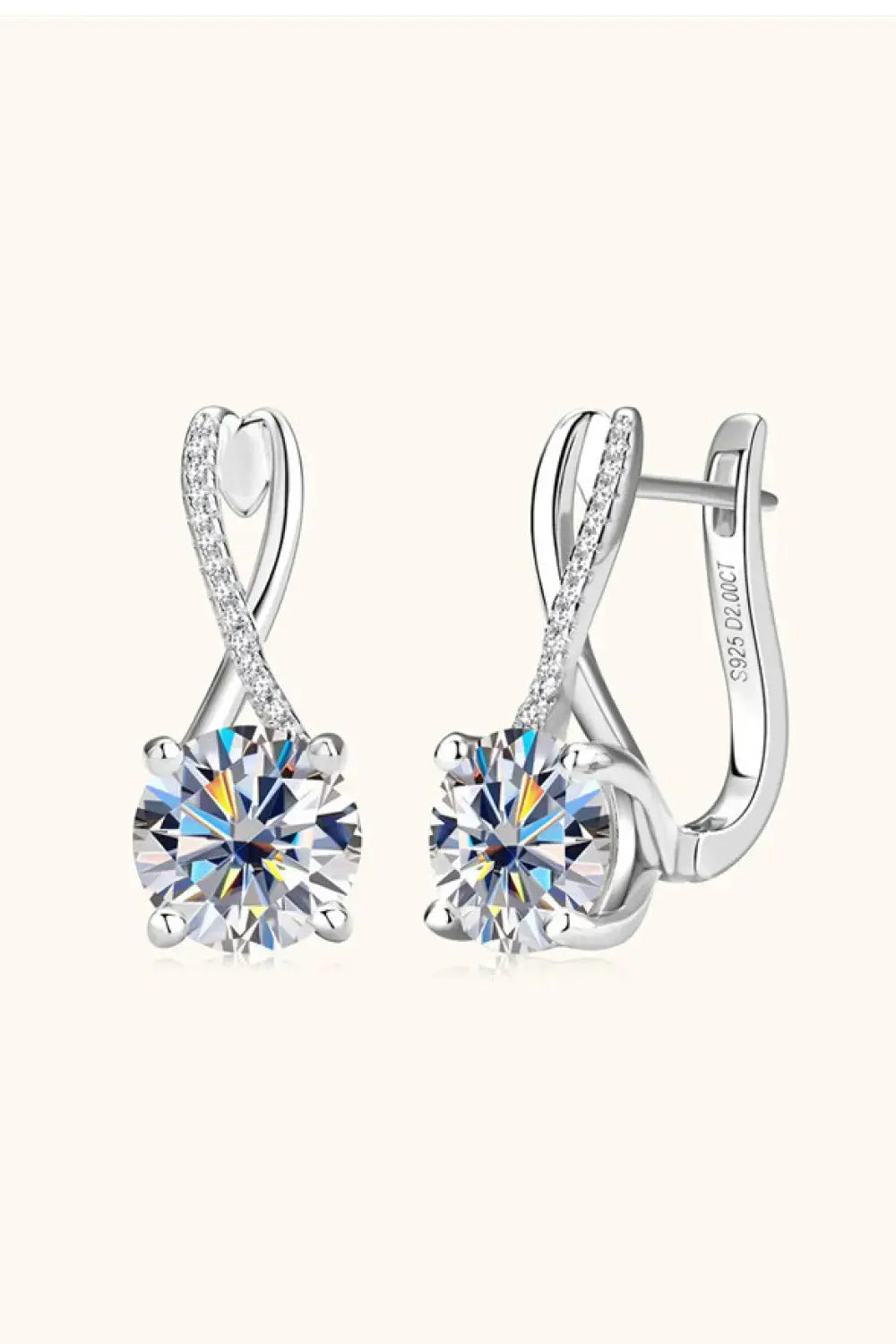 Lovcia 4 Carat Moissanite 925 Sterling Silver Earrings-Earrings-Silver-One Size-Silver