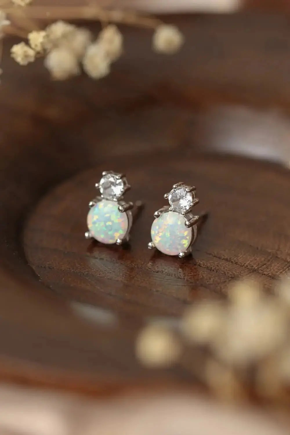 Lovcia 4-Prong Opal Stud Earrings-Earrings-White-One Size-White