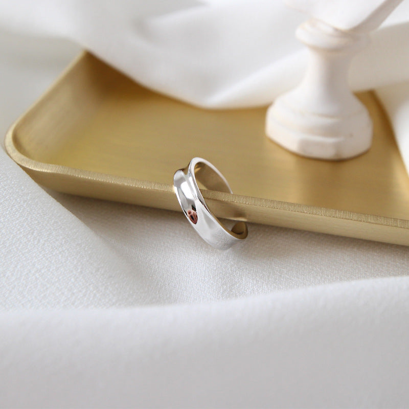 Lovcia 4mm Concave 925 Sterling Silver Adjustable Ring-Rings-