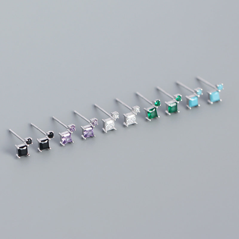 Lovcia 4mm Gold Plated 925 Sterling Silver Stud Earrings CZ-Earrings-Yellow Gold & Turquoise-