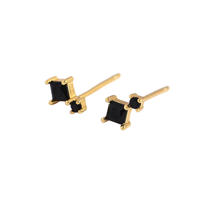 Lovcia 4mm Gold Plated 925 Sterling Silver Stud Earrings CZ-Earrings-Yellow Gold & Turquoise-