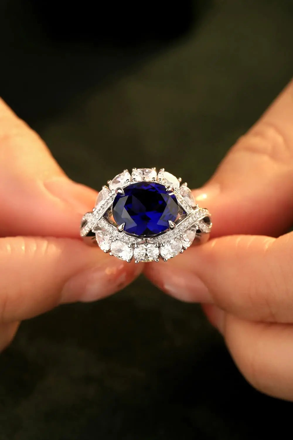 Lovcia 5 Carat Lab-Grown Sapphire Platinum-Plated Ring-Rings-Royal Blue-5-Royal Blue