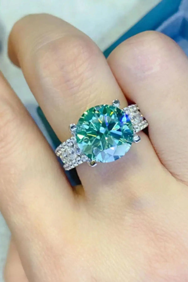 Lovcia 5 Carat Moissanite 4-Prong Wide Band Ring-Rings-Gum Leaf-5-Gum Leaf
