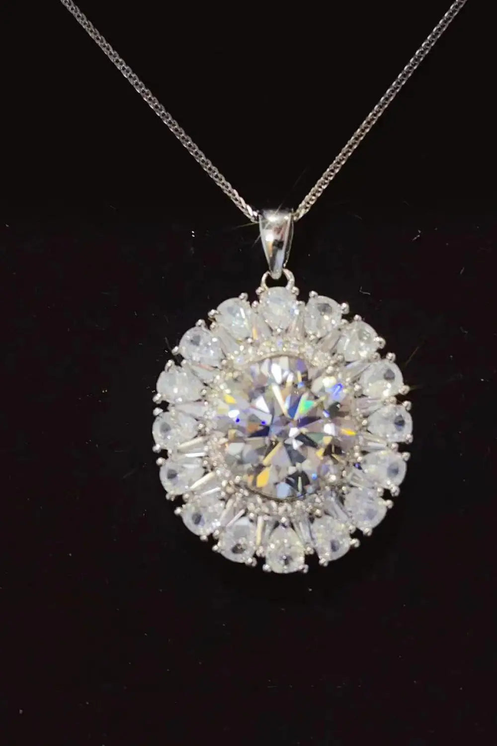 Lovcia 5 Carat Moissanite 925 Sterling Silver Necklace-Necklaces-Silver-One Size-Silver