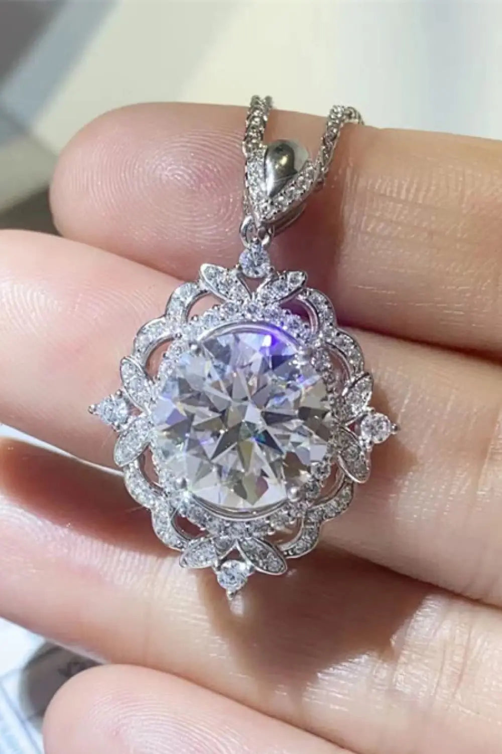 Lovcia 5 Carat Moissanite 925 Sterling Silver Necklace-Necklaces-Silver-One Size-Silver