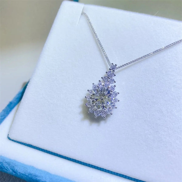 Lovcia 5 Carat Moissanite 925 Sterling Silver Pendant Necklace-Necklaces-Silver-One Size-Silver