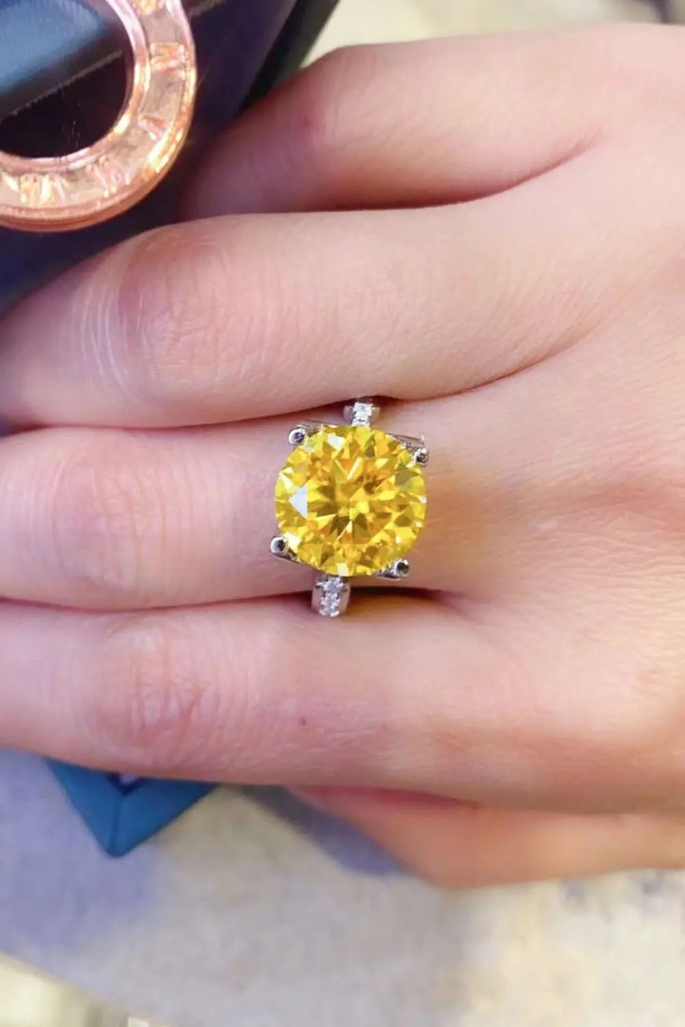 Lovcia 5 Carat Moissanite 925 Sterling Silver Ring in Banana Yellow-Rings-Banana Yellow-5-Banana Yellow