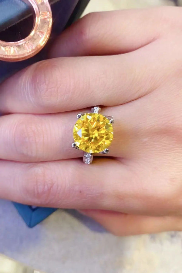 Lovcia 5 Carat Moissanite 925 Sterling Silver Ring in Banana Yellow-Rings-Banana Yellow-5-Banana Yellow