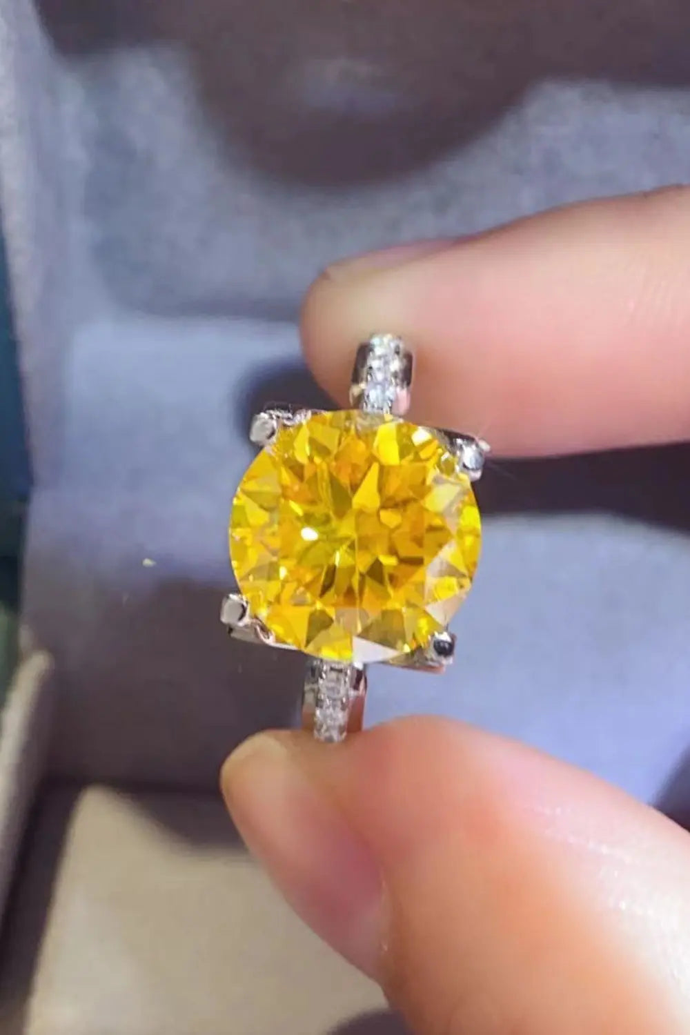 Lovcia 5 Carat Moissanite 925 Sterling Silver Ring in Banana Yellow-Rings-Banana Yellow-5-Banana Yellow