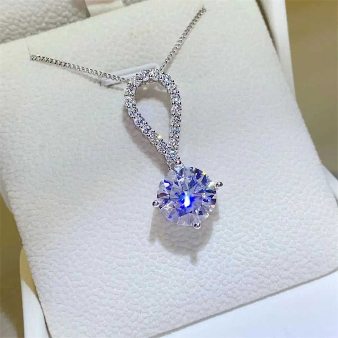 Lovcia 5 Carat Moissanite 925 Sterling Silver Teardrop Necklace-Necklaces-Silver-One Size-Silver