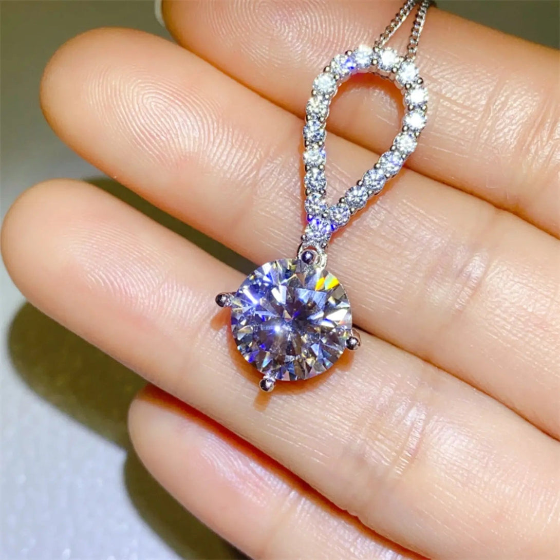 Lovcia 5 Carat Moissanite 925 Sterling Silver Teardrop Necklace-Necklaces-Silver-One Size-Silver
