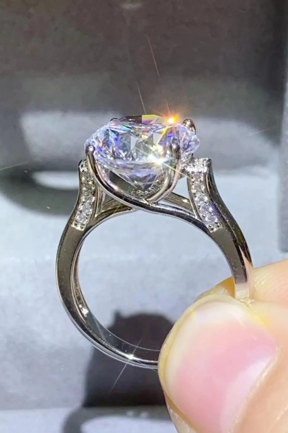Lovcia 5 Carat Moissanite Platinum-Plated Ring-Rings-Silver-5-Silver