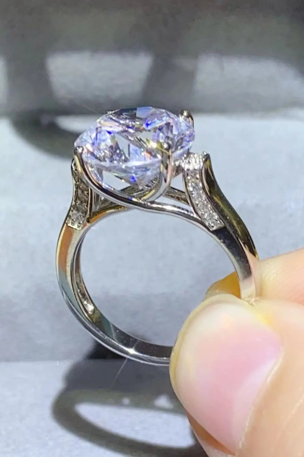 Lovcia 5 Carat Moissanite Platinum-Plated Ring-Rings-Silver-5-Silver