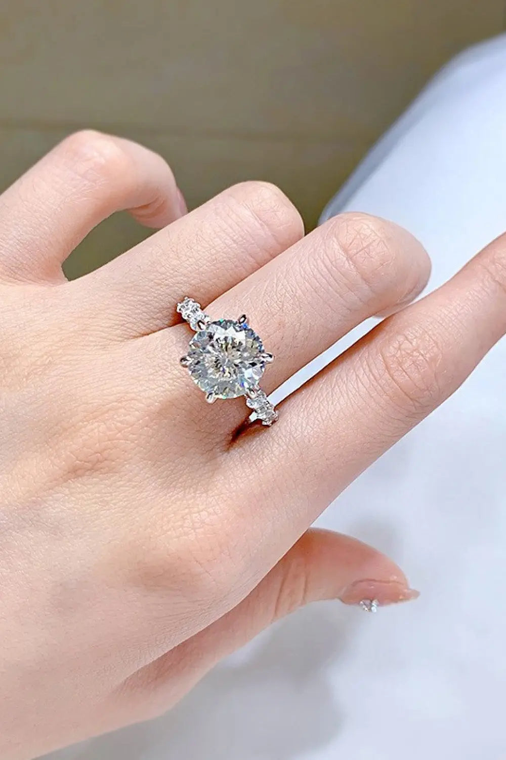 Lovcia 5 Carat Moissanite Side Stone Ring-Rings-Silver-5-Silver