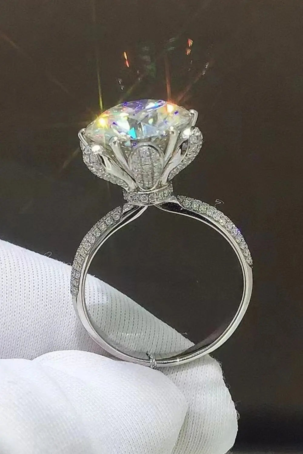 Lovcia 5 Carat Moissanite Side Stone Ring-Rings-Silver-5-Silver