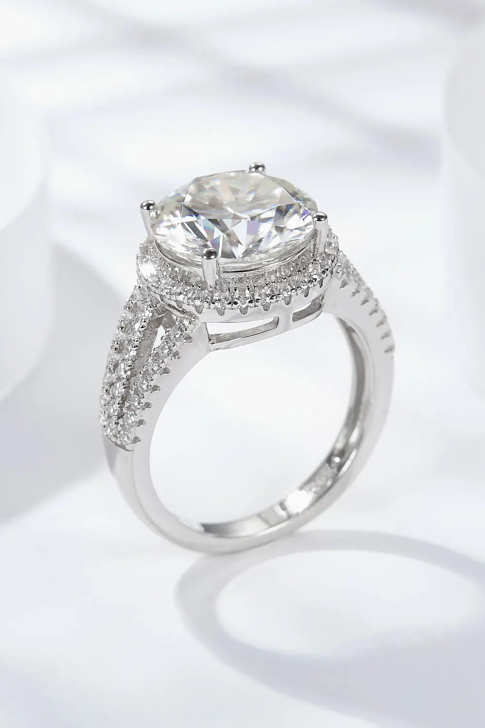 Lovcia 5 Carat Moissanite Split Shank Ring-Rings-Silver-6-Silver